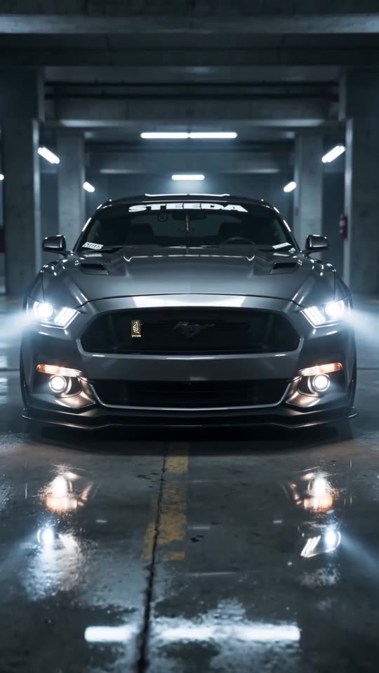 Sample: black liquid builds a car in a night car park (stock car photo)